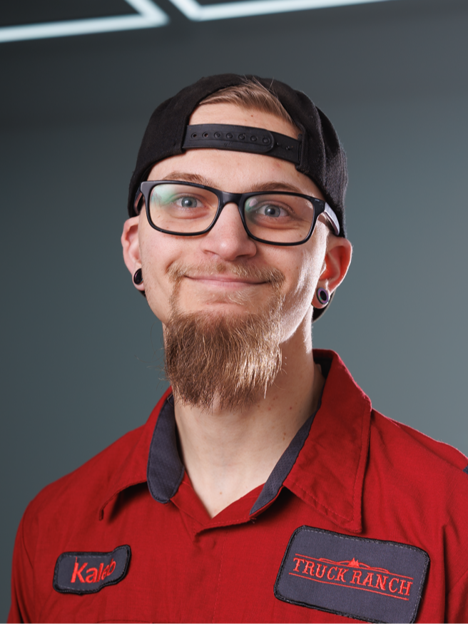 Service Technician Kaleb Johnson in Truck Ranch Garage at Truck Ranch